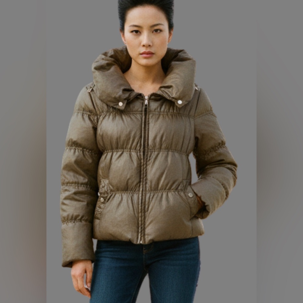 W. Doubleudot Brown Puffer Jacket XL Women's Down Blend Insulated Warm Coat